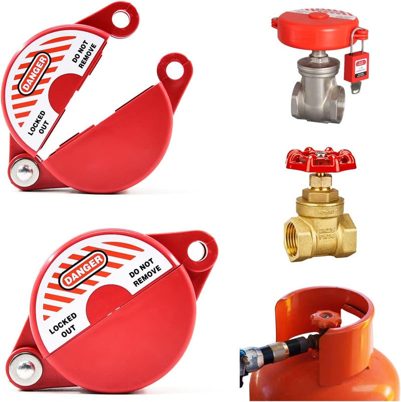Young Dance Gate Valve Lockout Device | 1 to 2-1/2 Inch Dia | 2 Pack | Hose Bib, Gas, Propane Tank, Water Spigot and Faucet Locks Outdoor | Red for Professional and Industrial Use - Image 1